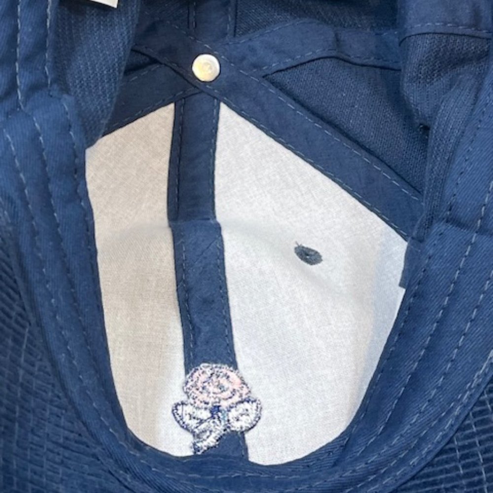 Pink Rose Floral Navy Blue Corduroy Adjustable Cap Hat - Picture 10 of 11